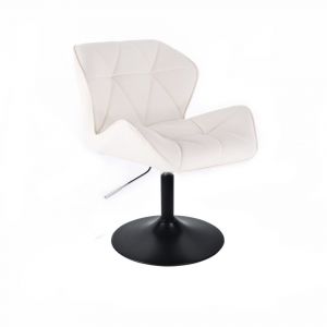 Kosmetická židle MILANO na černé kulaté podstavě - bílá