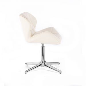 Kosmetická židle MILANO na stříbrném kříži - krémová