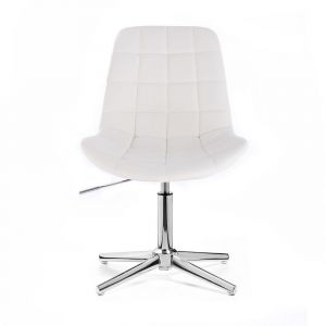 Kosmetická židle PARIS na stříbrném kříži - bílá
