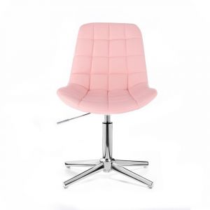 Kosmetická židle PARIS na stříbrném kříži - růžová