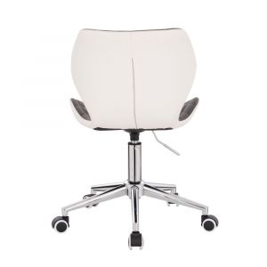Kosmetická židle MATRIX na stříbrné podstavě s kolečky - šedo bílá