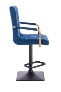 Barová židle VERONA GOLD VELUR na černé hranaté základně - modrá