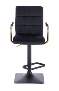 Barová židle VERONA GOLD VELUR na černé hranaté základně - černá