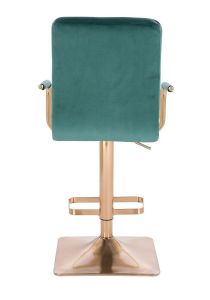 Barová židle VERONA GOLD VELUR na zlaté hranaté základně - zelená