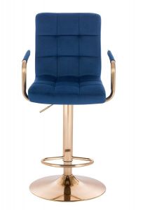 Barová židle VERONA GOLD VELUR na zlatém talíři - modrá