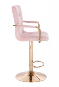 Barová židle VERONA GOLD VELUR na zlatém talíři - růžová