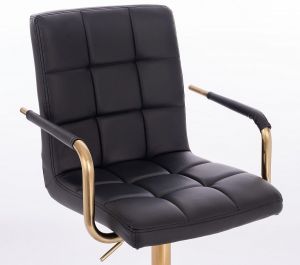 Kosmetická židle VERONA GOLD na černé podstavě s kolečky - černá