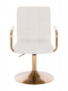 Kosmetická židle VERONA GOLD na zlatém talíři - bílá