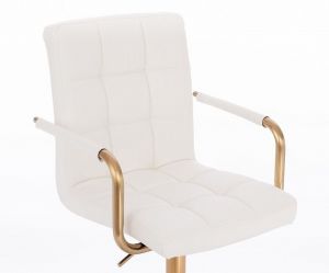 Židle VERONA GOLD na černé podstavě s kolečky - bílá
