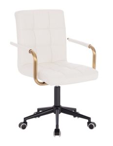 Židle VERONA GOLD na černé podstavě s kolečky - bílá