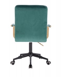 Židle VERONA GOLD VELUR na černé podstavě s kolečky - zelená