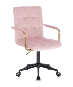 Židle VERONA GOLD VELUR na černé podstavě s kolečky - růžová