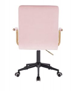 Židle VERONA GOLD VELUR na černé podstavě s kolečky - růžová