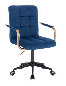 Židle VERONA GOLD VELUR na černé podstavě s kolečky - modrá