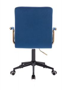 Židle VERONA GOLD VELUR na černé podstavě s kolečky - modrá