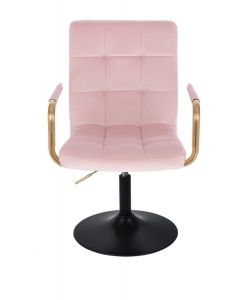 Židle VERONA GOLD VELUR na černém talíři - růžová