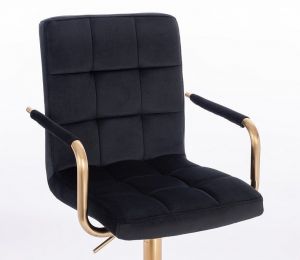 Židle VERONA GOLD VELUR na zlaté podstavě s kolečky - černá