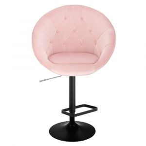 Barová židle VERA VELUR na černém talíři - světle růžová