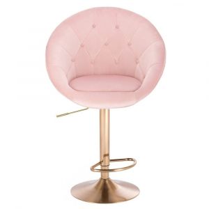 Barová židle VERA VELUR na zlatém talíři - světle růžová