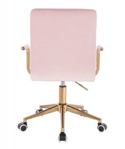 Židle VERONA GOLD VELUR na zlaté podstavě s kolečky - růžová