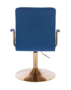 Židle VERONA GOLD VELUR na zlatém talíři - modrá