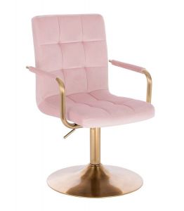 Židle VERONA GOLD VELUR na zlatém talíři - růžová