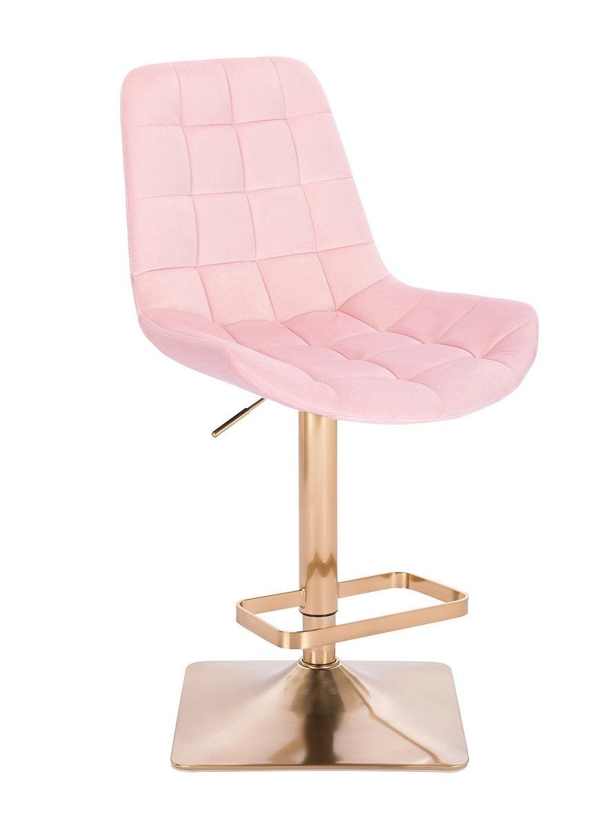 Nabízíme široký sortiment židlí a křesel, herní ži Barová židle PARIS VELUR na zlaté hranaté podstavě - světle růžová LuxuryForm