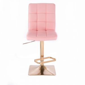 Barová židle TOLEDO na zlaté hranaté podstavě - růžová