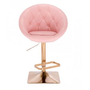 Barová židle VERA na zlaté hranaté podstavě - růžová