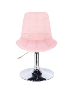 Kosmetická židle PARIS VELUR na stříbrném talíři - světle růžová
