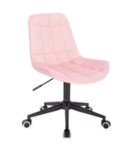 Židle PARIS VELUR na černé podstavě s kolečky - světle růžová 