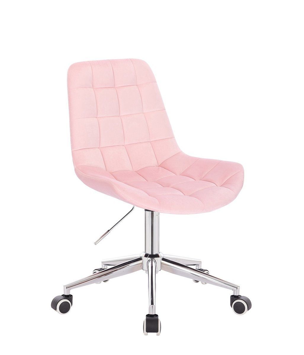 Židle PARIS VELUR na stříbrné podstavě s kolečky - světle růžová