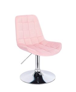 Židle PARIS VELUR na stříbrném talíři - světle růžová