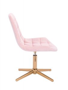 Židle PARIS VELUR na zlatém kříži - světle růžová