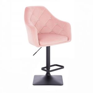 Nabízíme široký sortiment židlí a křesel, herní ži Barová židle ROMA VELUR na černé hranaté podstavě - světle růžová LuxuryForm