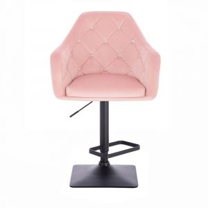 Nabízíme široký sortiment židlí a křesel, herní ži Barová židle ROMA VELUR na černé hranaté podstavě - světle růžová LuxuryForm