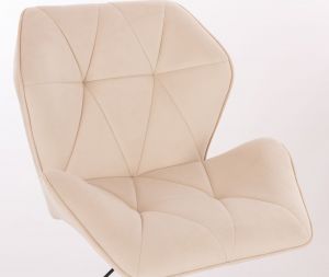 Židle MILANO MAX VELUR na stříbrné podstavě s kolečky - krémová