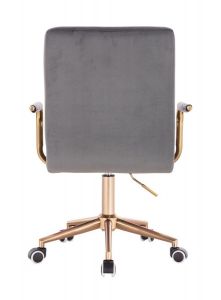 Židle VERONA GOLD VELUR na zlaté podstavě s kolečky - tmavě šedá