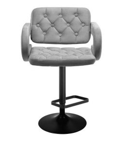 Barová židle ADRIA VELUR na černém talíři - šedá