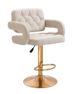 Barová židle  ADRIA VELUR na zlatém talíři - krémová