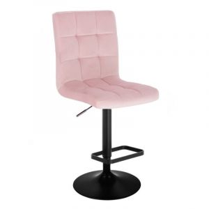Barová židle TOLEDO VELUR na černém talíři - růžová