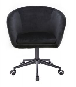 Kosmetická židle VENICE VELUR na černé podstavě s kolečky - černá