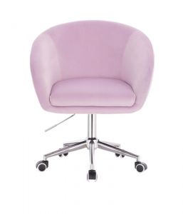 Kosmetická židle VENICE VELUR na stříbrné podstavě s kolečky - levandule
