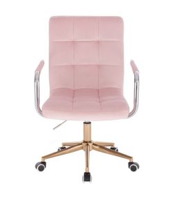 Nabízíme široký sortiment židlí a křesel, herní ži Kosmetická židle VERONA VELUR na zlatém talíři - růžová LuxuryForm