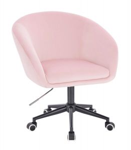  Židle VENICE VELUR na černé podstavě s kolečky - růžová
