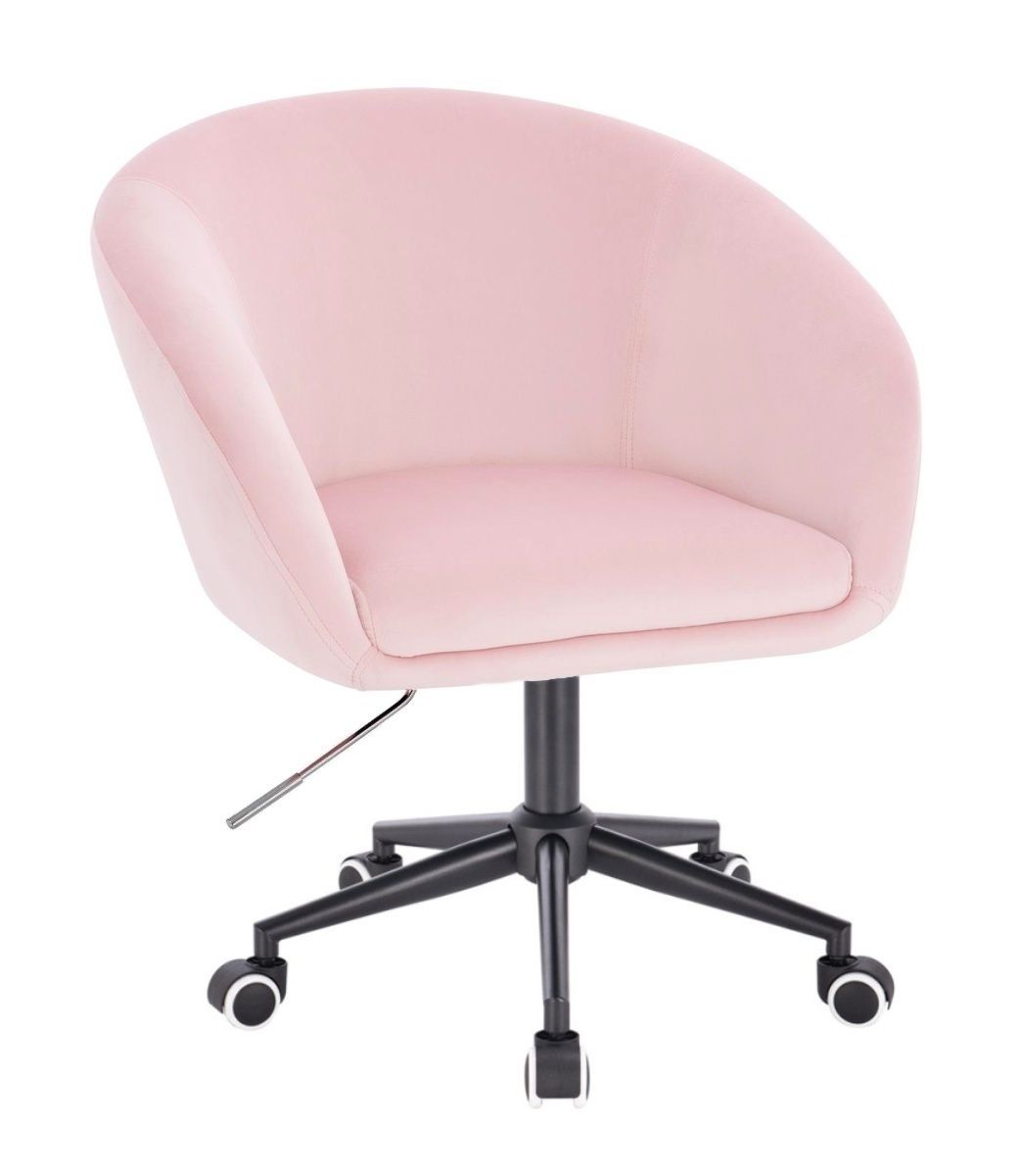  Židle VENICE VELUR na černé podstavě s kolečky - růžová
