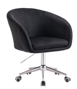 Židle VENICE VELUR na stříbrné podstavě s kolečky - černá