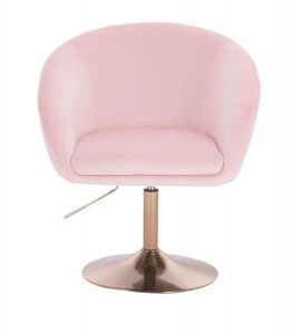 Židle VENICE VELUR na zlatém talíři - růžová