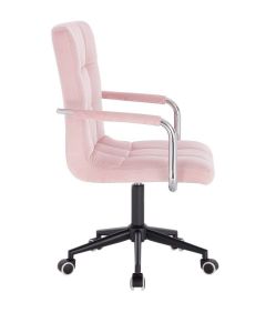 Židle VERONA VELUR na černé podstavě s kolečky - růžová