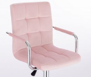 Židle VERONA VELUR na stříbrném talíři - růžová